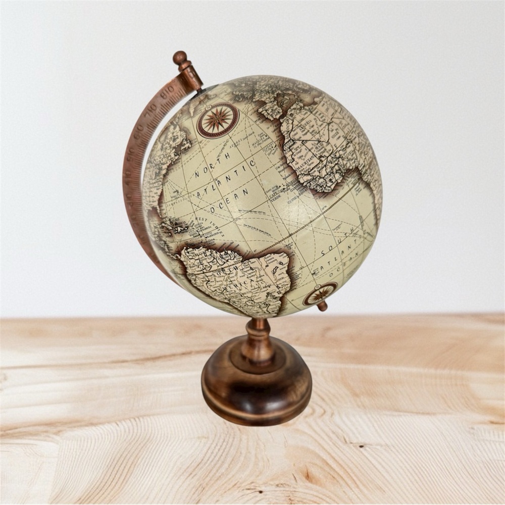 Harvey Makin Emporium Collection Vintage Globe With Metal & Wooden Base - Picture 3 of 6